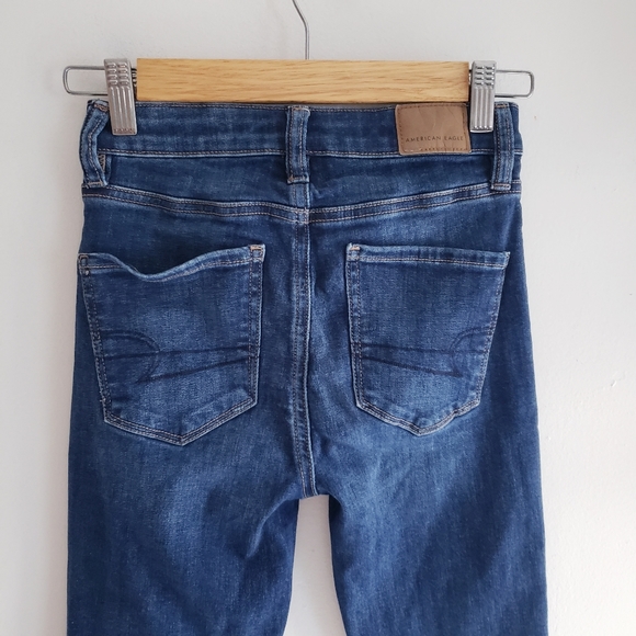 AE Ne(x)t Level High-Waisted Rise Jegging Blue Jeans 00 - Picture 7 of 12